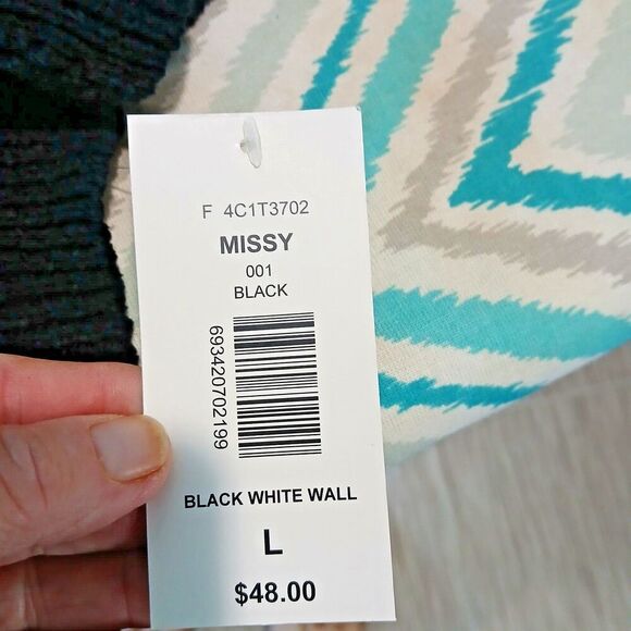 Nwt TanJay Large Black Y2K Cardigan, Very Boho Chic Retro 62% Acrylic, 38% Nylon - Picture 6 of 10